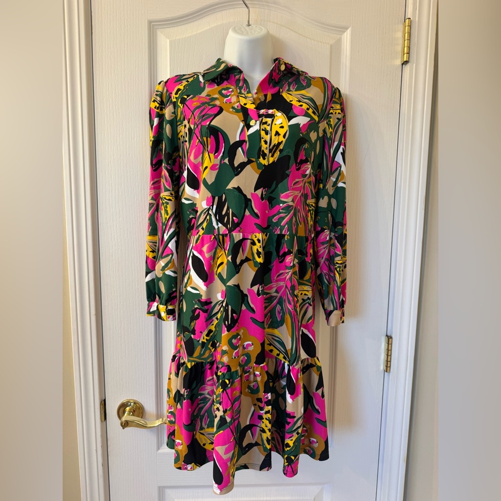 Jude Connally XS Henley Dress in a Jungle Floral Print